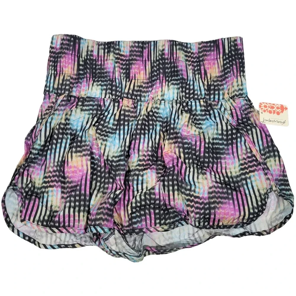 Free People‎ Athletic Shorts High Rise Printed Pull-On Euphoria Print Size L
